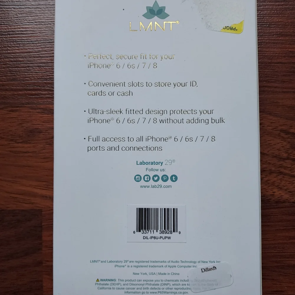 NIB LMNT iPhone 6/6S/7/8 Case